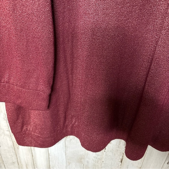 Woman Within Sweatshirt Womens Pullover Round Neck  Maroon & Metallic 2X - Picture 6 of 16